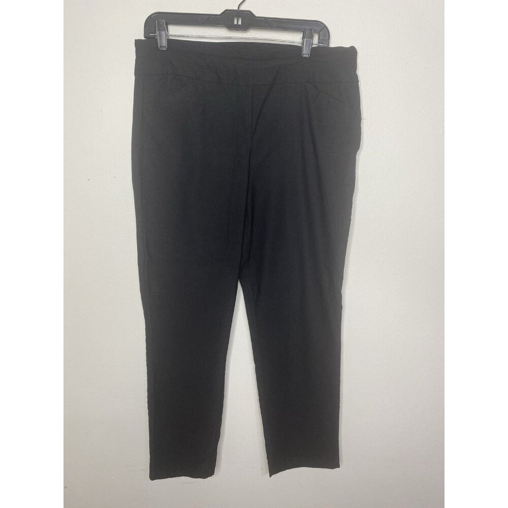 Tribal Cropped Capri Pants Womens Sz 16 Black Pockets Pull On Stretch